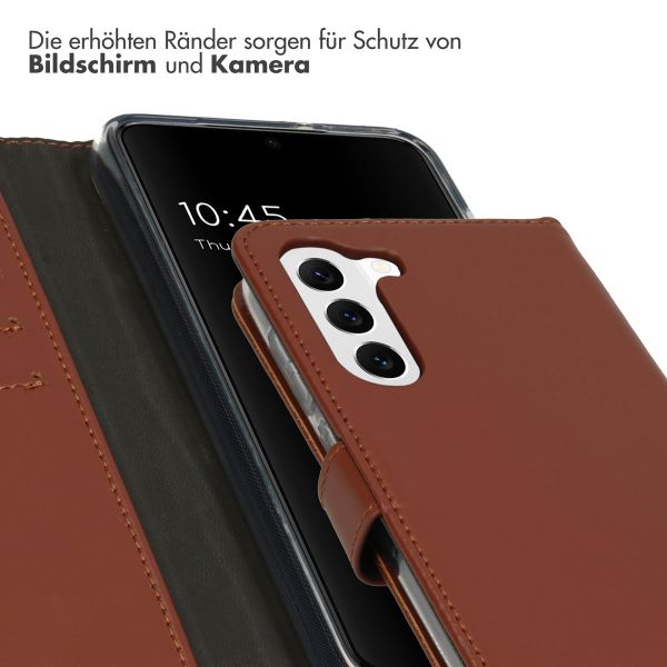 Selencia Echtleder Klapphülle Samsung Galaxy S23 Plus - Hellbraun
