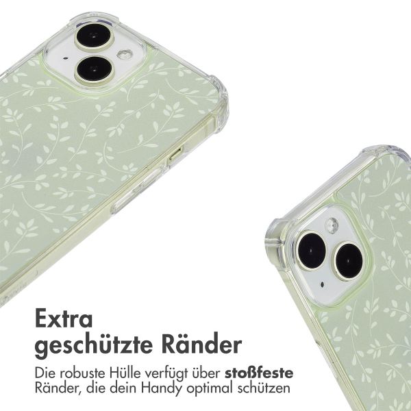 imoshion Design Hülle mit Band Apple iPhone 15 - Smoke Green Flowers