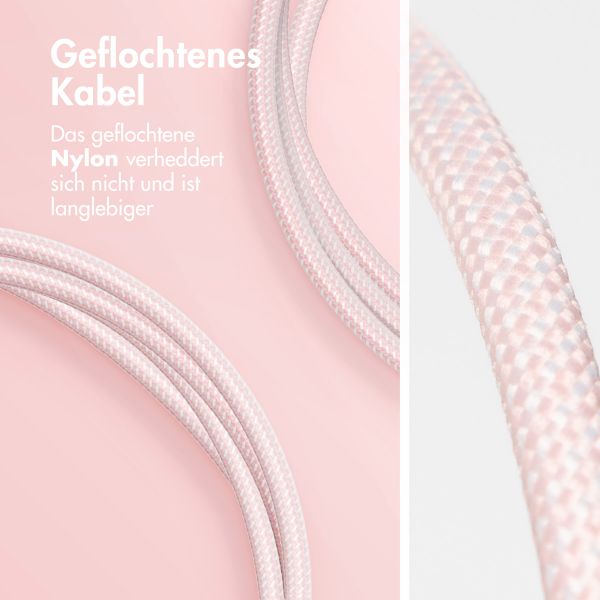 imoshion USB-C-zu-USB-C-Kabel – Geflochten – 2 Meter – Rosa