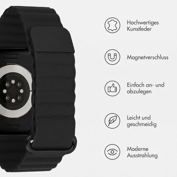 imoshion Magnetisches Kunstlederarmband für Apple Watch | 44/45/46/49 mm - Schwarz