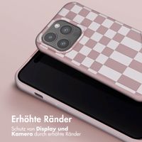 Selencia SilikonHülle design mit abnehmbarem Band Apple iPhone 15 Pro - Irregular Check Sand Pink