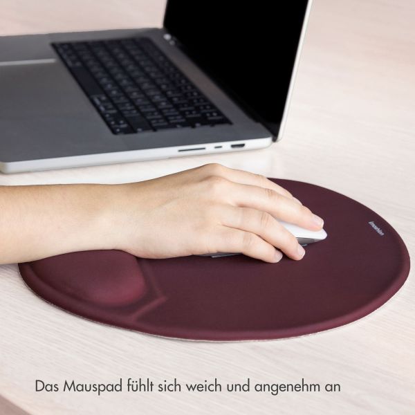 imoshion Ergonomisches Mauspad - Mauspad mit Handgelenkstütze - 30 x 25 cm - Bordeaux