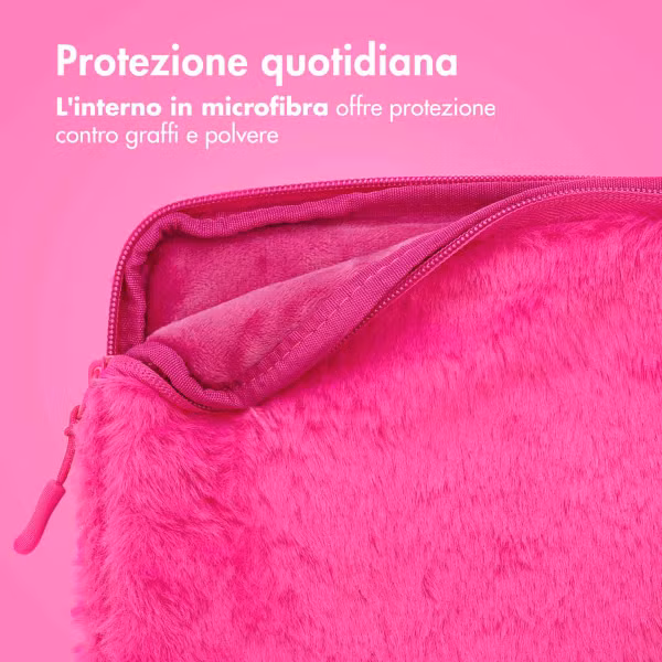 imoshion Fluffy Laptop Hülle 13-14 Zoll - Laptop Sleeve - Hot Pink
