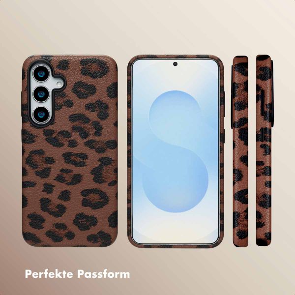 Selencia Sabi Backcover Leopardenmuster mit MagSafe Samsung Galaxy S25 - Mocha Brown