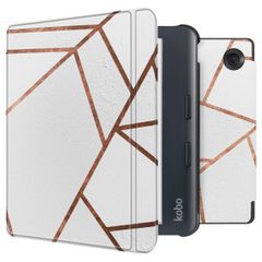 imoshion Design Slim Hard Case Sleepcover mit Stand Kobo Libra Colour - White Graphic