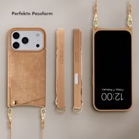 Selencia Nova Croco HandyHülle mit Kordel und Kartenhalter Apple iPhone 18 Pro / 17 Pro - Toasted Almond