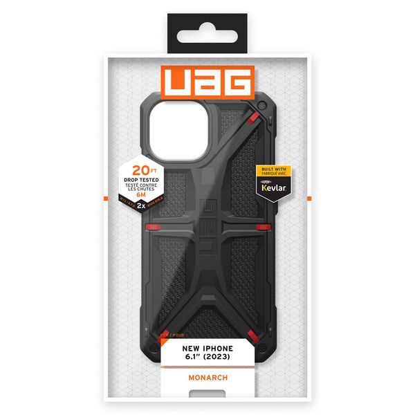 UAG Monarch Backcover für das iPhone 15 - Kevlar Black