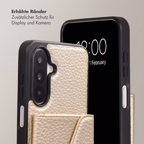Selencia Sera HandyHülle mit Kordel und Umschlag-Kartenhalter Samsung Galaxy A18 / A17 / A26 - Champagne