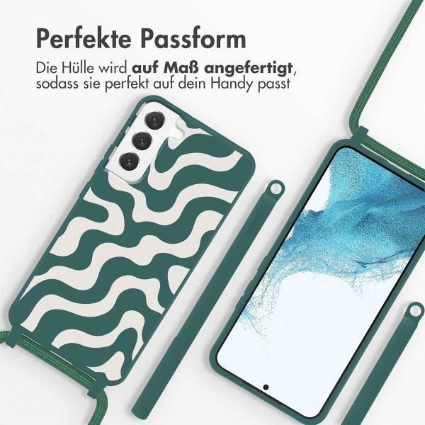 imoshion Silikonhülle design mit Band für das Samsung Galaxy S22 - Petrol Green Groovy