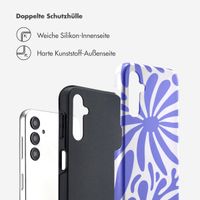 Selencia Vivid Tough Back Cover für das Samsung Galaxy A14 (5G/4G) - Modern Bloom Sapphire Blue