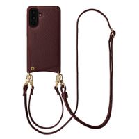 Selencia Nova Croco HandyHülle mit Kordel und Kartenhalter Samsung Galaxy A36 - Bold Burgundy