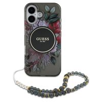 Guess MagSafe IML Flowers Case mit Beads Strap für das iPhone 16 - Black