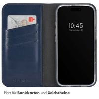 Selencia Echtleder Klapphülle für das iPhone 16 Pro Max - Blau