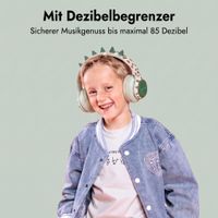 imoshion Kabellose Kinderkopfhörer Dino LED Light - Dezibelbegrenzer - Mit AUX-Kabel - Brown / Orange