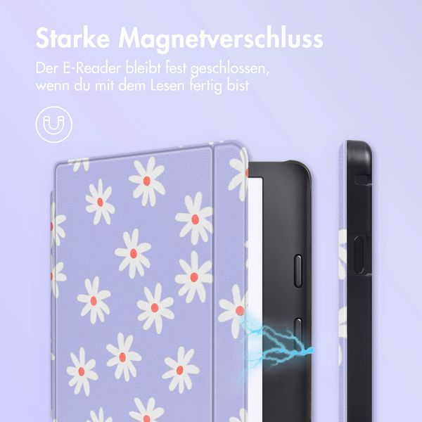 imoshion Design Slim Hard Case Sleepcover mit Stand Kobo Libra 2 / Tolino Vision 6 - Flowers Distance