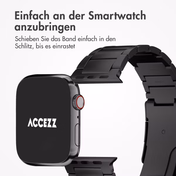 Accezz Mattes Titanstahlarmband für das  Apple Watch Series 1 t/m 9 / SE (38/40/41 mm) | Series 10 / 11 (42 mm) - Schwarz