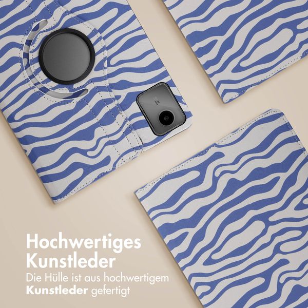 imoshion 360° drehbare Design Klapphülle Lenovo Tab M11 - White Blue Stripes