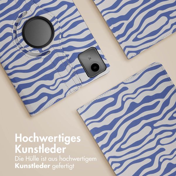 imoshion 360° drehbare Design Klapphülle für das Lenovo Tab M11 - White Blue Stripes