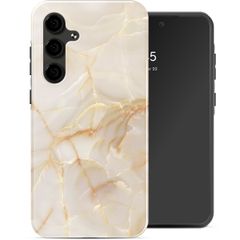 Selencia Vivid Back Cover Samsung Galaxy S24 FE - Golden Beige Marble