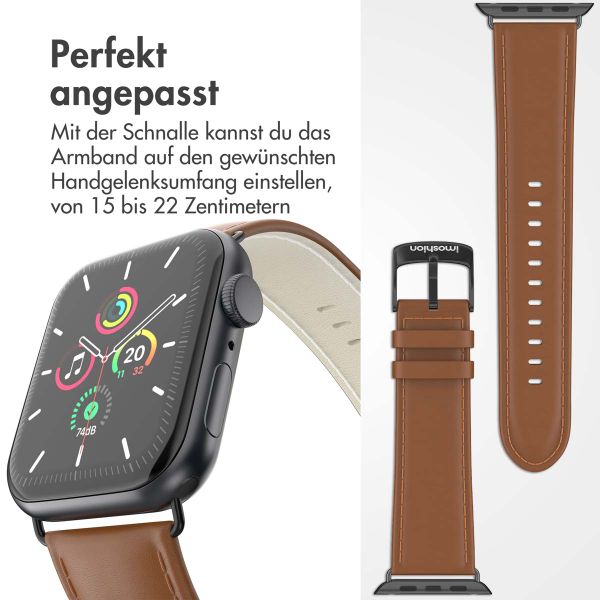imoshion Classic Lederarmband für das  Apple Watch Series 1 t/m 11 / SE / Ultra (44/45/46/49 mm) - Braun