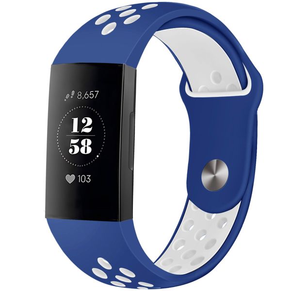 imoshion Silikonband Sport für das Fitbit Charge 3  /  4 - Blau / Weiß