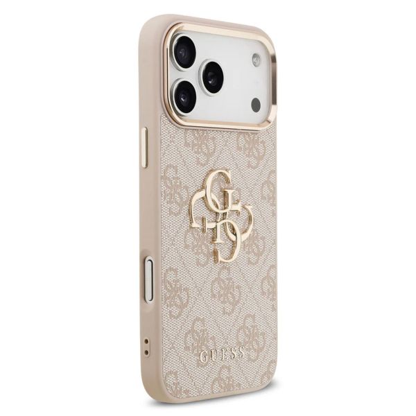Guess 4G Metal Logo Back Cover Apple iPhone 17 Pro Max - Gold Edge - Pink