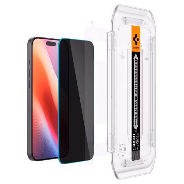Spigen GLAStR Privacy EZ Fit Displayschutzfolie + Applicator Apple iPhone 17 / 17 Pro / 16 Pro
