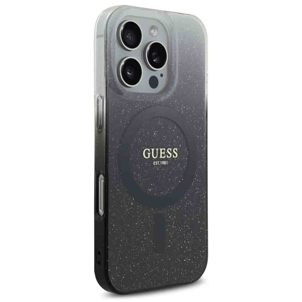 Guess MagSafe IML Glitter Gradient Case für das iPhone 16 Pro - Black