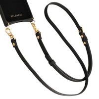 Selencia Crossbody-Telefonband aus echtem Leder - Schwarz