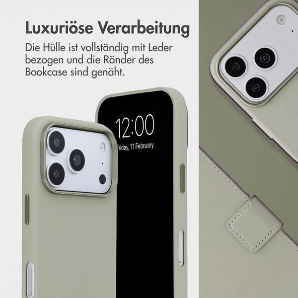 Accezz 2-in-1 Klapphülle aus Leder mit MagSafe Apple iPhone 18 Pro / 17 Pro - Light Grey