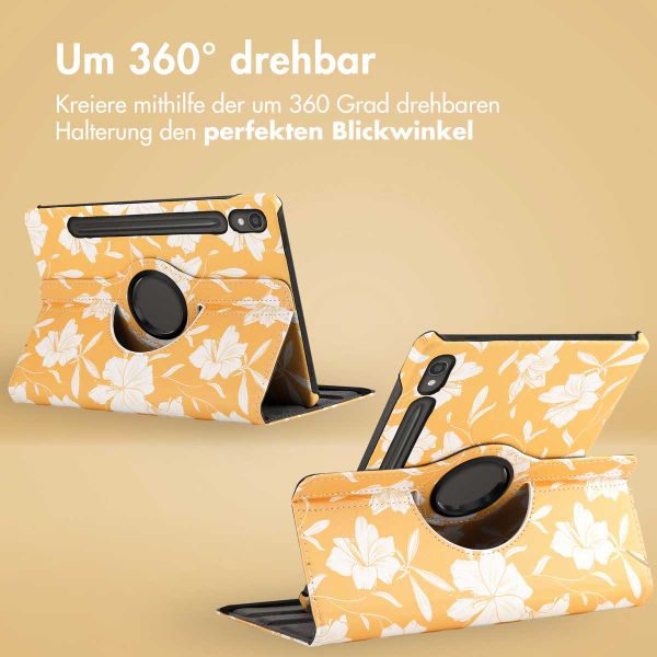 imoshion 360° drehbare Design Klapphülle Samsung Galaxy Tab S9 11.0 Zoll - Yellow Flowers