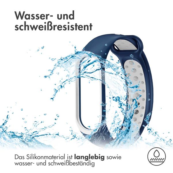 imoshion Silikonband Sport für das Xiaomi Mi Band 3 / 4 - Blau / Weiß