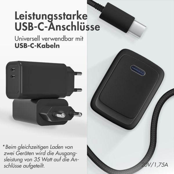 imoshion 35 Watt Ladegerät | Mit 2 USB-C-Anschlüssen - Schwarz