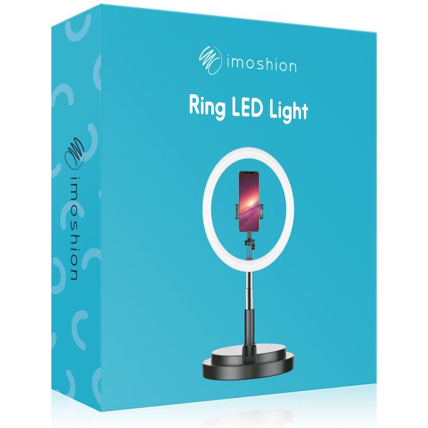 imoshion LED-Ringlicht – Ringleuchte Smartphone – Ringlicht mit Stativ – Verstellbar – Schwarz