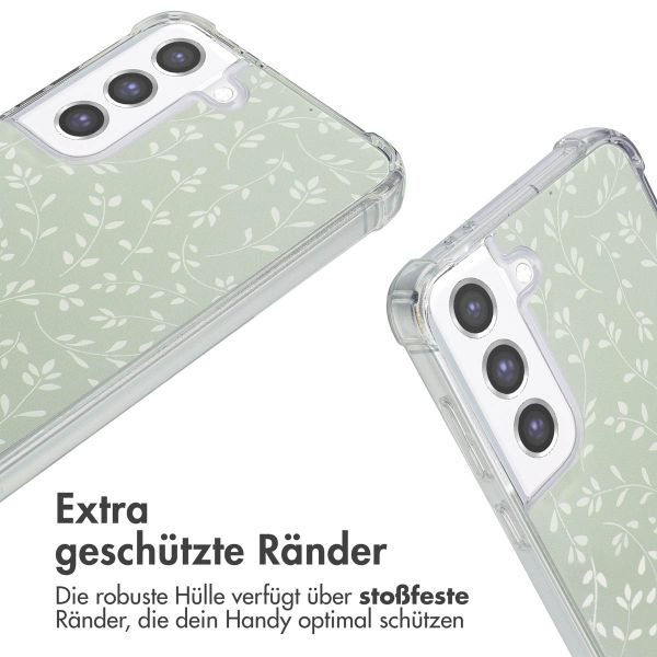 imoshion Design Hülle mit Band Samsung Galaxy S21 FE - Smoke Green Flowers