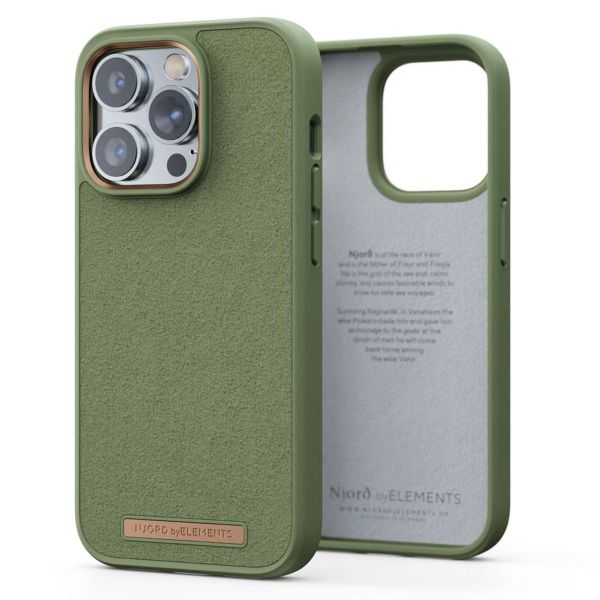 Njorð Collections Wildleder Comfort+ Case für das iPhone 14 Pro - Olive