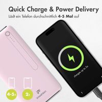 imoshion Powerbank - 27.000 mAh - Schnelles Aufladen und Power Delivery - Rosa