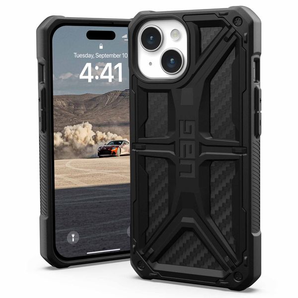 UAG Monarch Backcover für das iPhone 15 - Carbon Fiber