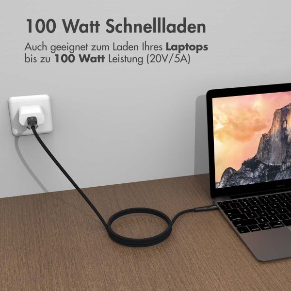 imoshion USB-C-auf-USB-C-Kabel – 100 Watt – 2 Meter – Schwarz