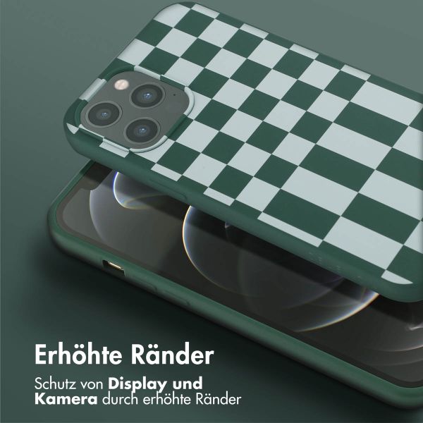 Selencia SilikonHülle design mit abnehmbarem Band Apple iPhone 12 Pro Max - Irregular Check Green