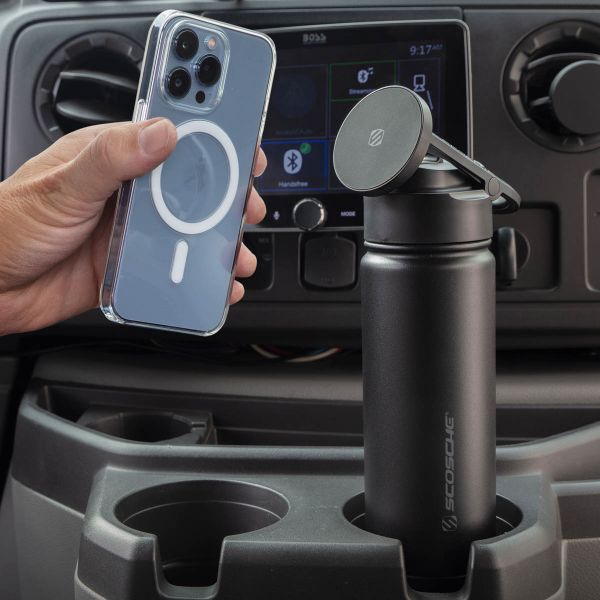 Scosche MagicMount Flask - Handyhalterung – Isolierte Trinkflasche 650ML – MagSafe – Schwarz