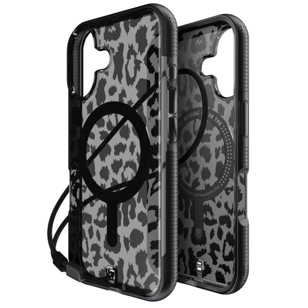 BodyGuardz Ace Pro MagSafe Back Cover für das iPhone 16 - Black Leopard