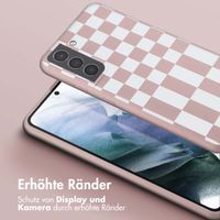 Selencia SilikonHülle design mit abnehmbarem Band Samsung Galaxy S21 - Irregular Check Sand Pink