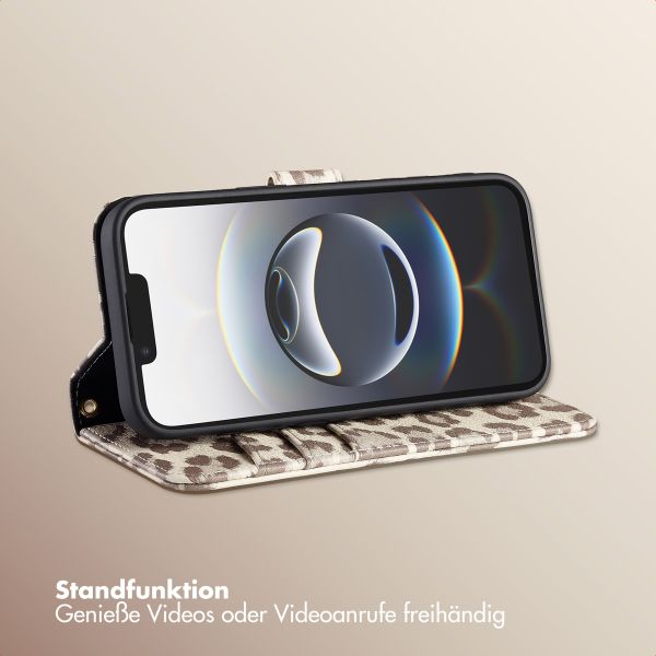 Selencia Sabi Klapphülle mit Leopardenmuster Apple iPhone 16e - Soft Ivory
