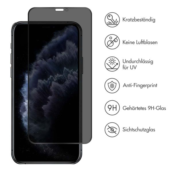 Accezz Privacy Displayschutz aus gehärtetem Glas Apple iPhone 11 Pro / Xs / X