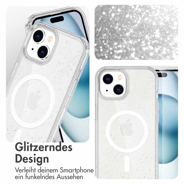 imoshion Sparkle Back Cover mit MagSafe Apple iPhone 15 - Glitzer Transparent
