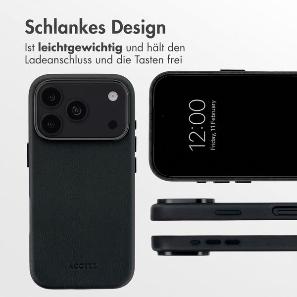 Accezz MagSafe Leather Backcover Apple iPhone 18 Pro / 17 Pro - Onyx Black
