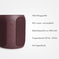 Selencia AquaPlay Bluetooth-Lautsprecher - Drahtloser Lautsprecher - Wasserdicht - Bordeaux