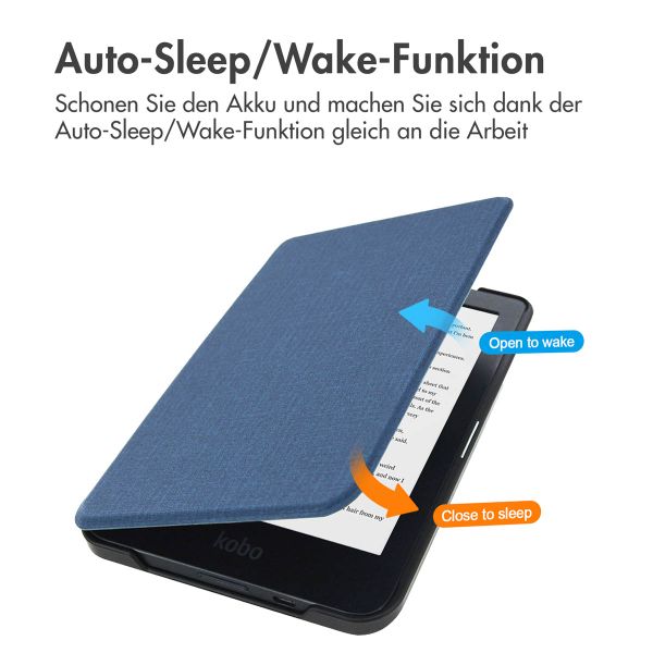 imoshion Canvas Sleepcover Klapphülle Kobo Clara HD - Dunkelblau