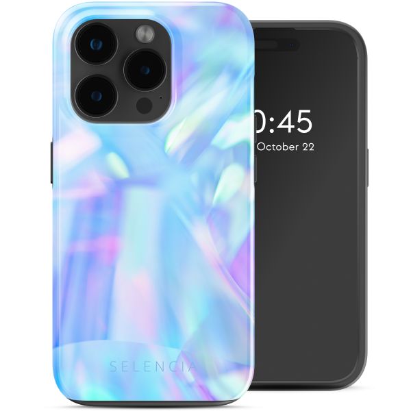 Selencia Vivid Tough Back Cover mit MagSafe für das iPhone 15 Pro Max - Holographic Blue Dream